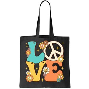 Retro Groovy Peace Sign Love 60s 70s Costume Hippie Theme Tote Bag