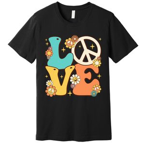 Retro Groovy Peace Sign Love 60s 70s Costume Hippie Theme Premium T-Shirt