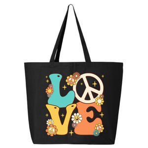 Retro Groovy Peace Sign Love 60s 70s Costume Hippie Theme 25L Jumbo Tote