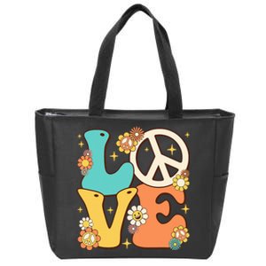 Retro Groovy Peace Sign Love 60s 70s Costume Hippie Theme Zip Tote Bag