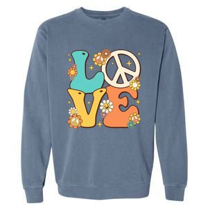 Retro Groovy Peace Sign Love 60s 70s Costume Hippie Theme Garment-Dyed Sweatshirt