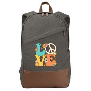 Retro Groovy Peace Sign Love 60s 70s Costume Hippie Theme Cotton Canvas Backpack