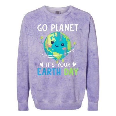 Retro Go Planet It's Your Earth Day Colorblast Crewneck Sweatshirt