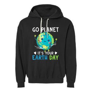 Retro Go Planet It's Your Earth Day Garment-Dyed Fleece Hoodie