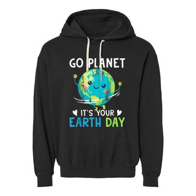 Retro Go Planet It's Your Earth Day Garment-Dyed Fleece Hoodie