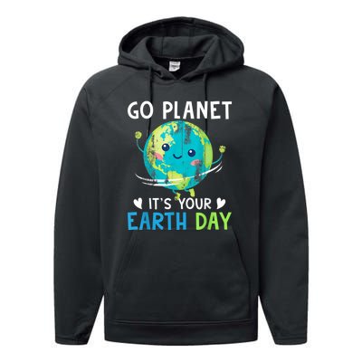 Retro Go Planet It's Your Earth Day Performance Fleece Hoodie