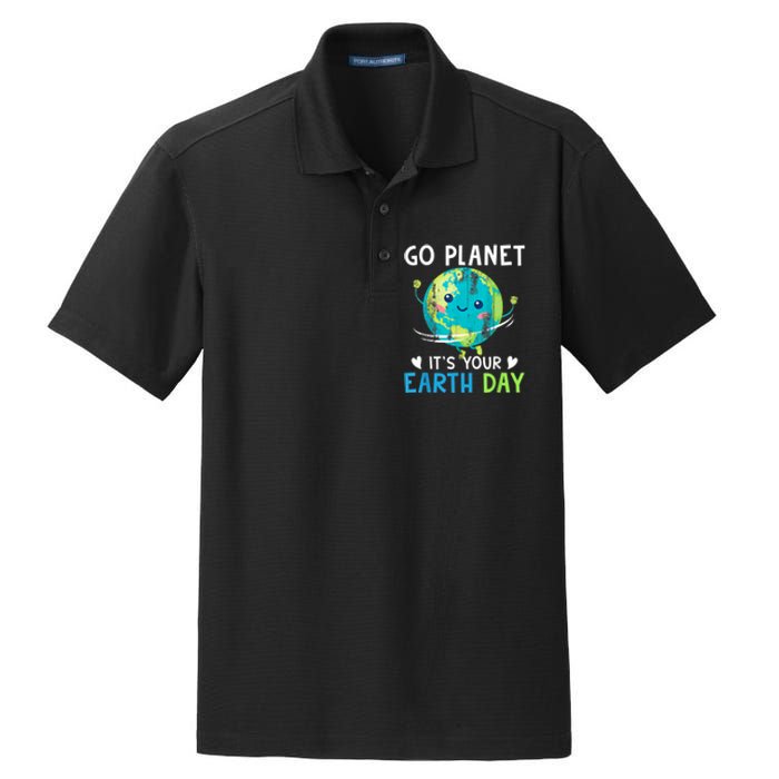 Retro Go Planet It's Your Earth Day Dry Zone Grid Polo