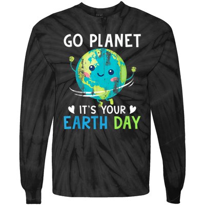 Retro Go Planet It's Your Earth Day Tie-Dye Long Sleeve Shirt