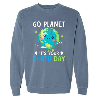 Retro Go Planet It's Your Earth Day Garment-Dyed Sweatshirt