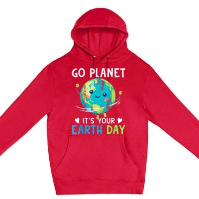 Retro Go Planet It's Your Earth Day Premium Pullover Hoodie