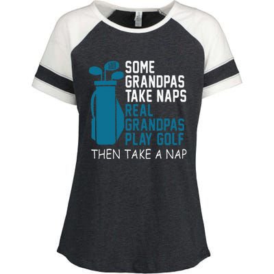 Real Grandpas Play Golf Then Take A Nap Grandfather Gift Enza Ladies Jersey Colorblock Tee