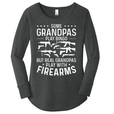 Real Grandpas Play With Firearms Funny Gun Lover Women's Perfect Tri Tunic Long Sleeve Shirt