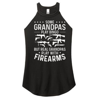 Real Grandpas Play With Firearms Funny Gun Lover Women’s Perfect Tri Rocker Tank