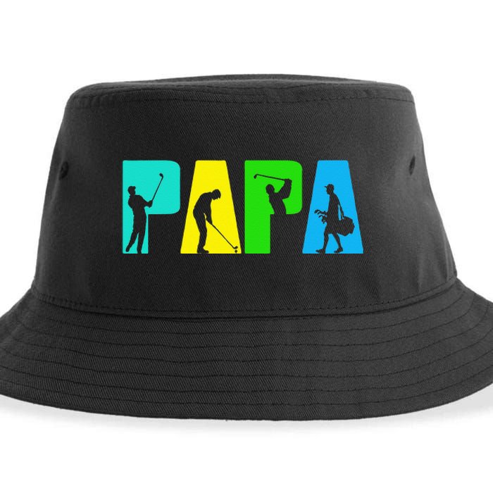 Retro Golfing Papa Golfer Golf Gifts For Fathers Day Sustainable Bucket Hat