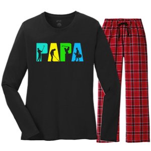 Retro Golfing Papa Golfer Golf Gifts For Fathers Day Women's Long Sleeve Flannel Pajama Set 