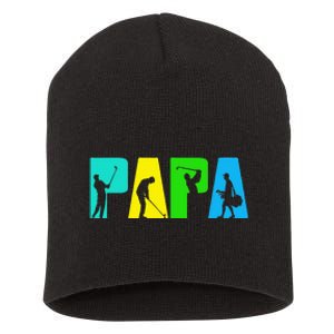 Retro Golfing Papa Golfer Golf Gifts For Fathers Day Short Acrylic Beanie