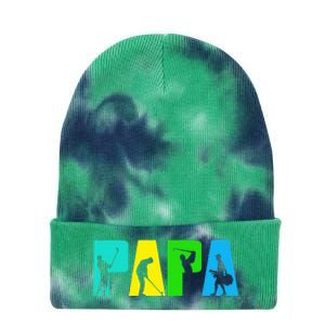 Retro Golfing Papa Golfer Golf Gifts For Fathers Day Tie Dye 12in Knit Beanie