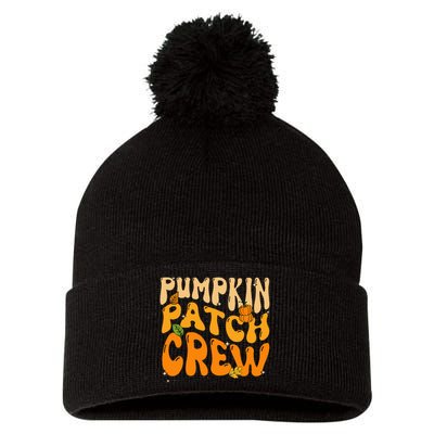 Retro Groovy Pumpkin Patch Crew Thanksgiving Fall Autumn Pom Pom 12in Knit Beanie