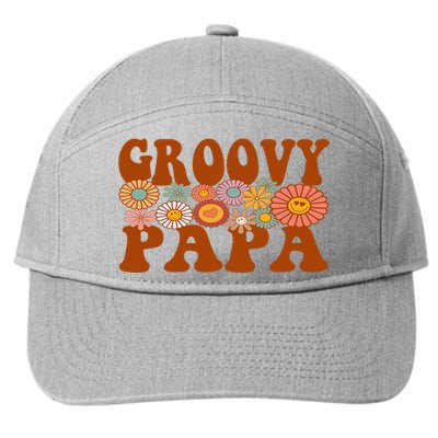 Retro Groovy Papa Matching Family 1st Birthday Party 7-Panel Snapback Hat