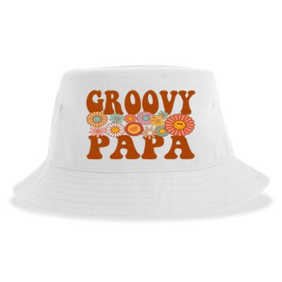 Retro Groovy Papa Matching Family 1st Birthday Party Sustainable Bucket Hat