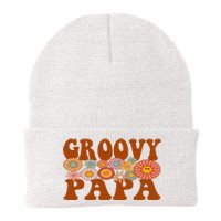 Retro Groovy Papa Matching Family 1st Birthday Party Knit Cap Winter Beanie