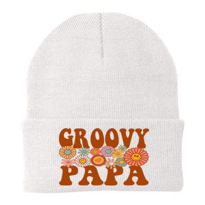 Retro Groovy Papa Matching Family 1st Birthday Party Knit Cap Winter Beanie