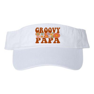 Retro Groovy Papa Matching Family 1st Birthday Party Valucap Bio-Washed Visor