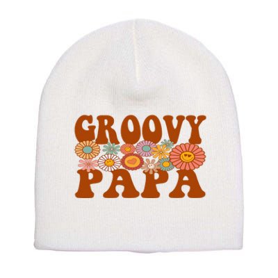 Retro Groovy Papa Matching Family 1st Birthday Party Short Acrylic Beanie