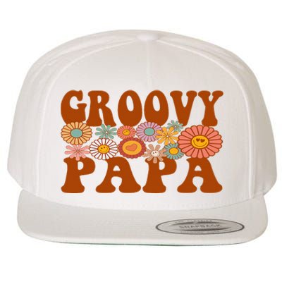 Retro Groovy Papa Matching Family 1st Birthday Party Wool Snapback Cap