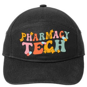 Retro Groovy Pharmacy Technician Pharmacist Pharmacy Tech 7-Panel Snapback Hat