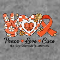 Retro Groovy Peace Love Cure Multiple Sclerosis Awareness Tall Sweatshirt