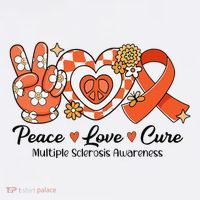 Retro Groovy Peace Love Cure Multiple Sclerosis Awareness Sweatshirt