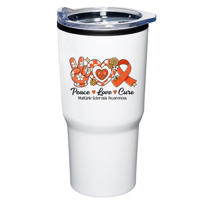 Retro Groovy Peace Love Cure Multiple Sclerosis Awareness Tumbler