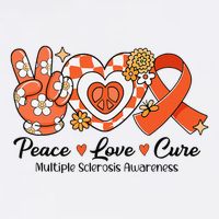 Retro Groovy Peace Love Cure Multiple Sclerosis Awareness Youth Performance Sprint T-Shirt