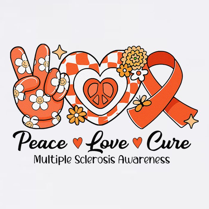 Retro Groovy Peace Love Cure Multiple Sclerosis Awareness Youth Performance Sprint T-Shirt