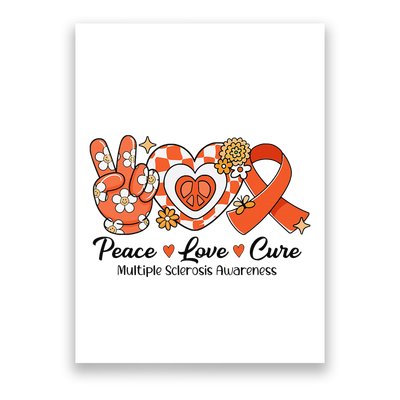 Retro Groovy Peace Love Cure Multiple Sclerosis Awareness Poster