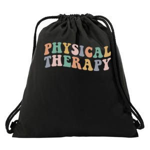 Retro Groovy Physical Therapy Funny Physical Therapist pt Drawstring Bag