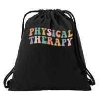 Retro Groovy Physical Therapy Funny Physical Therapist pt Drawstring Bag