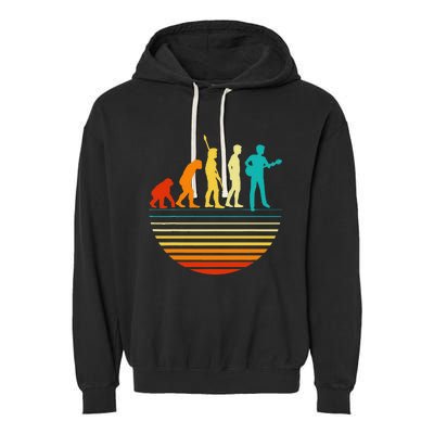 Retro Guitar Player Design Guitarist I Vintage Evolution Garment-Dyed Fleece Hoodie