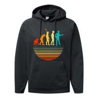 Retro Guitar Player Design Guitarist I Vintage Evolution Performance Fleece Hoodie