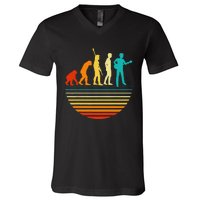 Retro Guitar Player Design Guitarist I Vintage Evolution V-Neck T-Shirt