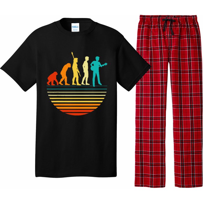 Retro Guitar Player Design Guitarist I Vintage Evolution Pajama Set