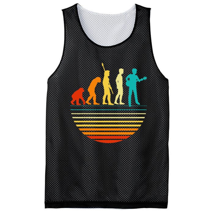 Retro Guitar Player Design Guitarist I Vintage Evolution Mesh Reversible Basketball Jersey Tank