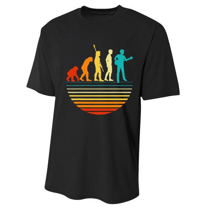 Retro Guitar Player Design Guitarist I Vintage Evolution Performance Sprint T-Shirt