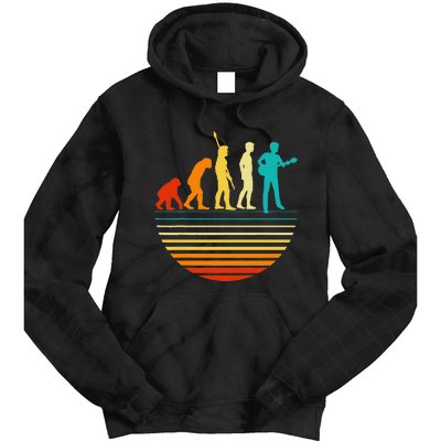 Retro Guitar Player Design Guitarist I Vintage Evolution Tie Dye Hoodie