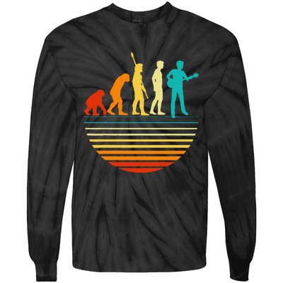 Retro Guitar Player Design Guitarist I Vintage Evolution Tie-Dye Long Sleeve Shirt