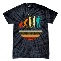 Retro Guitar Player Design Guitarist I Vintage Evolution Tie-Dye T-Shirt