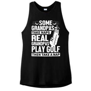 Real Grandpas Play Golf Funny Golf Grandpa Gifts Golfers Ladies PosiCharge Tri-Blend Wicking Tank