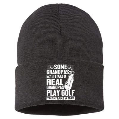 Real Grandpas Play Golf Funny Golf Grandpa Gifts Golfers Sustainable Knit Beanie