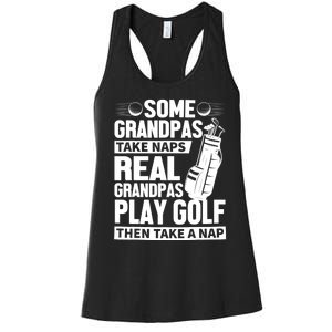 Real Grandpas Play Golf Funny Golf Grandpa Gifts Golfers Women's Racerback Tank